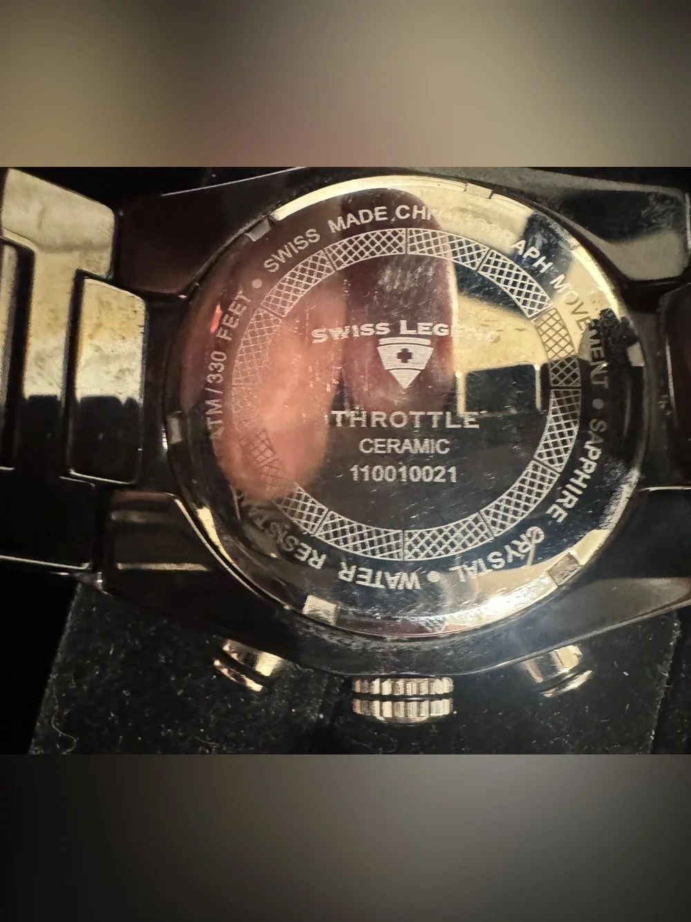 SWISS LEGEND Throttle Black Ceramic Chronograph Watch 1028-BKBBLSA! 7”Wrist Max!